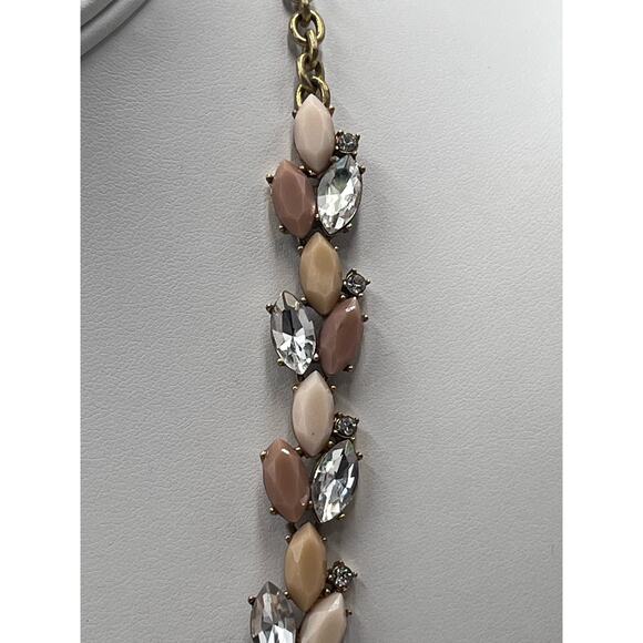 J. Crew Pink, Beige, Blush Marquis Stones Crystals Pointed Vine Necklace - Picture 10 of 16